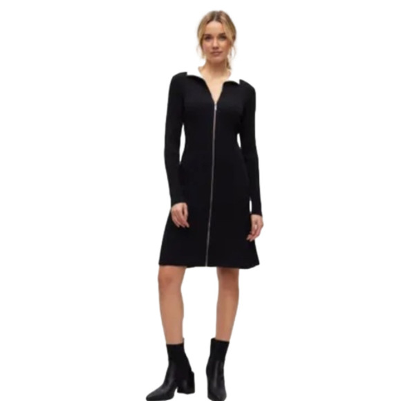 NWT - Front Zip Up Sweater Mini Dress (Style Collar 2 ways) Regular… - Picture 1 of 8